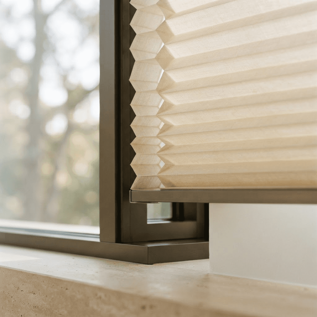 Cellular honeycomb shades showing the pleated hexagonal cell structure that traps air for insulation
